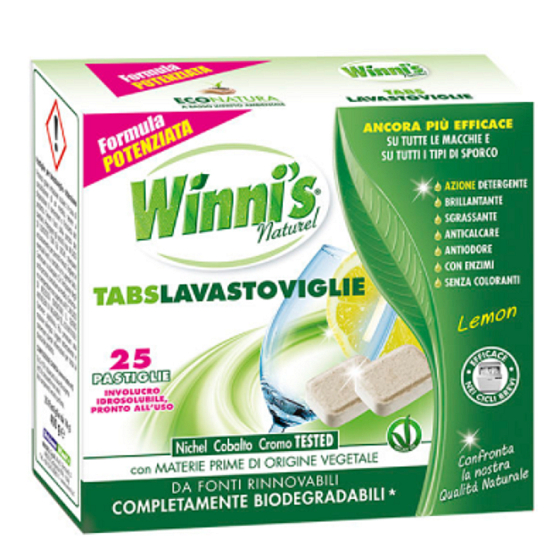 Winnis Eko Tabs Lavastoviglie Zitrone Spülmaschinentabletten ohne Phosphate und Farbstoffe 25 Tabletten