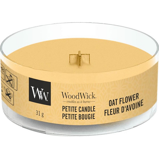 WoodWick Oat Flower - Haferblumenduftkerze mit kleinem Holzdocht 31 g
