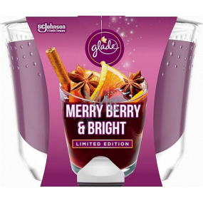 Glade Maxi Merry Berry & Bright mit dem Duft von Merlot, Waldbeeren und Gewürzduftkerzen in einem Glas, Brenndauer bis zu 52 Stunden 224 g