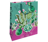 Nekupto Geschenk Papiertüte matt 22,3 x 33,3 x 10 cm Kakteen mit 3D-Anwendung von Kaktus 1695 LBL