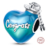 Charm Sterling Silber 925 Graduation - Glückwunsch, Absolvent Herz Bead am Armband