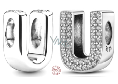 Sterling Silber 925 Alphabet Buchstabe U, Perle für Armband