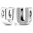 Sterling Silber 925 Alphabet Buchstabe U, Perle für Armband