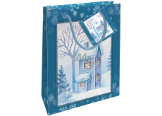 Nekupto Geschenkpapier Tasche 14 x 11 x 6,5 cm Weihnachten Schneehaus