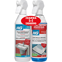 HG Schaumreiniger gegen Kalk, 500 ml + HG Glas- und Spiegereiniger 500 ml gratis