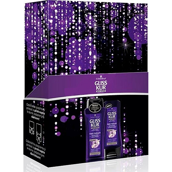 Gliss Kur Fiber Therapy Shampoo für strapaziertes Haar 250 ml + Conditioner 200 ml, Kosmetikkassette