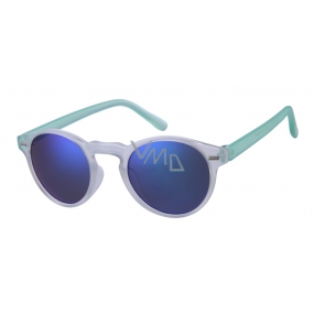 Dudes & Dudettes Sonnenbrille für Kinder weiß transparent, Spiegelglas blau, Seitenlicht grün DD24002