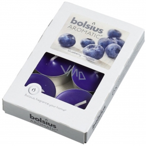 Bolsius Aromatic Blueberry - Teelichter mit Blaubeerduft 6 Stück, Brenndauer 4 Stunden