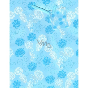Nekupto Geschenk Papiertüte 18 x 23 x 10 cm Blau mit Blumen 1639 40 KFM