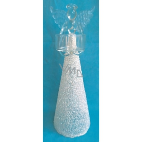 Engelsglas mit weißem Rock für eine Kerze 24 cm