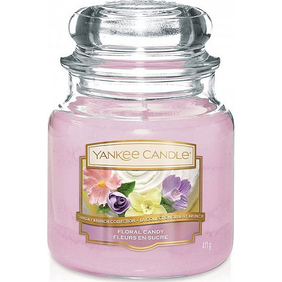 Yankee Candle Floral Candy - Kuchen mit Blumen Duftkerze Klassisches mittleres Glas 411 g