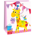 Ditipo Geschenk Papiertüte 26,4 x 13,6 x 32,7 c pink, Giraffe AB