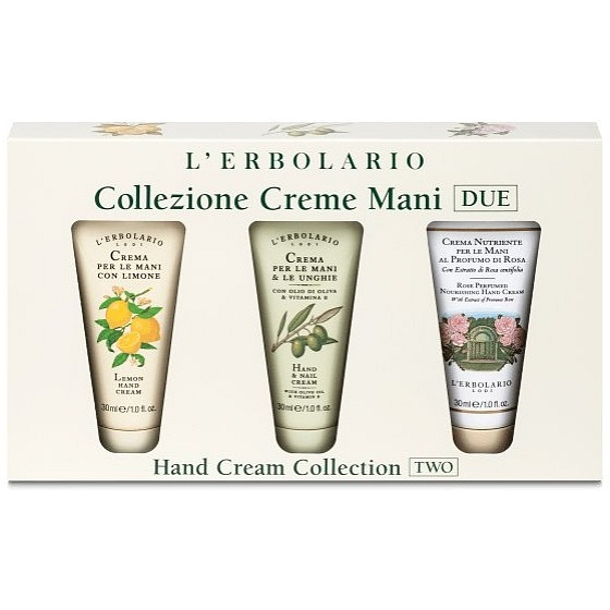 L'Erbolario Lemon Handcreme 30 ml + Olivenöl und Vitamin E Hand- und Nagelcreme 30 ml + Provencal Rose Handcreme 30 ml, Kosmetikset