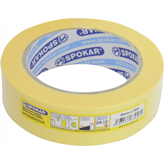 Spokar Papier-Abdeckband, 1 Tag, bis 60 ° C, Abmessungen 30 mm × 50 m