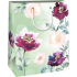 Ditipo Geschenktüte aus Papier 26,4 x 32,7 x 13,6 cm Hellgrün mit bunten Blumen