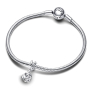 Charme Sterling Silber 925 Rose in Blüte, Natur Armband Anhänger