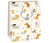 Ditipo Geschenkpapier Tasche 18 x 22,7 x 10 cm Glitter - beige verschiedene Hunde