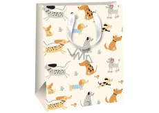 Ditipo Geschenkpapier Tasche 18 x 22,7 x 10 cm Glitter - beige verschiedene Hunde
