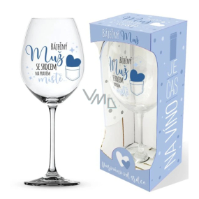 Nekupto Es ist Zeit für Wein Weinglas mit Aufdruck Wunderbarer Mann... 440 ml