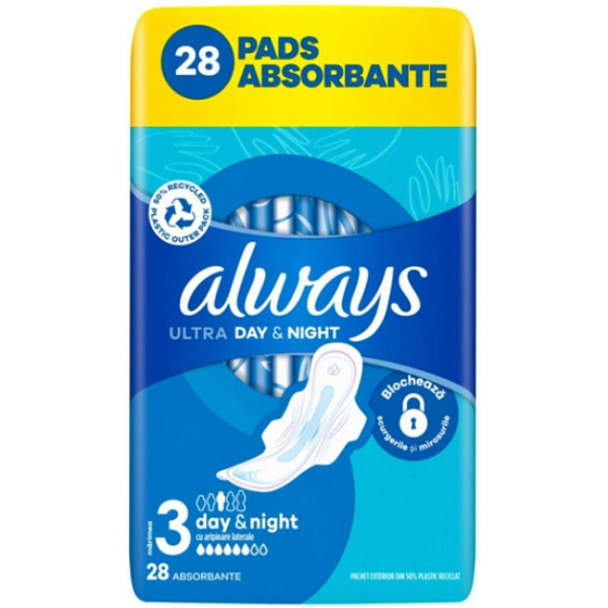 Always Ultra Night Quatro hygienické vložky s křidélky, balení 28 kusů