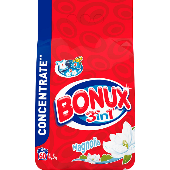 Bonux Magnolia 3in1 Waschpulver 60 Dosen von 4,5 kg