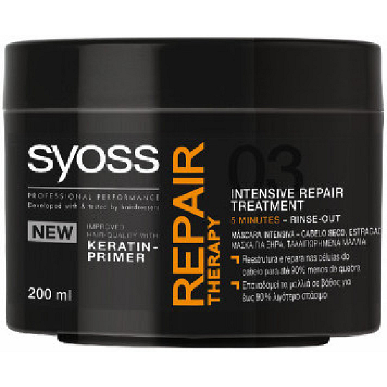 Syoss Repair Therapy Maske für trockenes und strapaziertes Haar, eine 200 ml Tasse