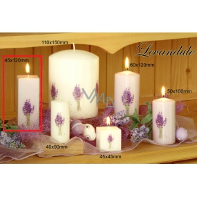 Lima Flower Lavender Duftkerze hellviolett mit Aufkleber Lavendel Prisma 45 x 120 mm 1 Stück