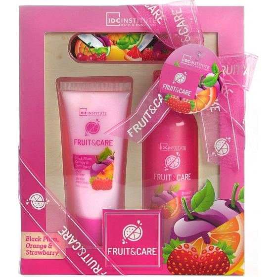 Idc Institute Fruit & Care Duschgel aus schwarzen Pflaumen, Orangen und Erdbeeren 100 ml + Körperlotion 60 ml + Nagelfeile 1 Stück, Kosmetikset