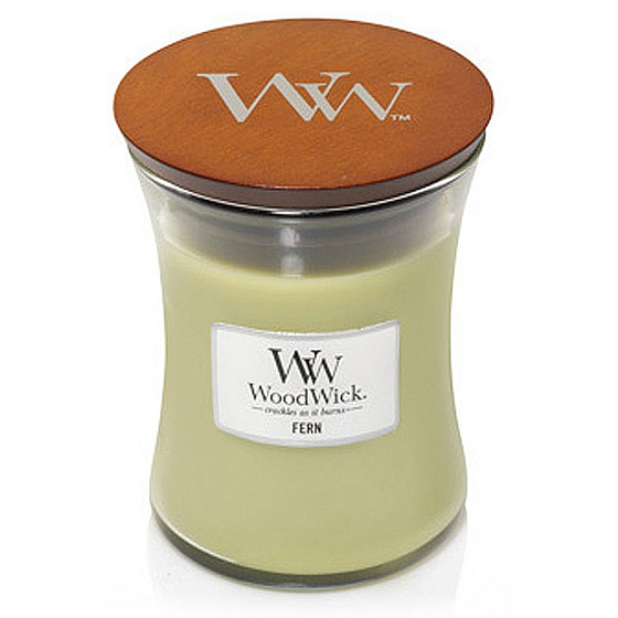 WoodWick Fern - Duftkerze mit Holzdocht und Deckel, Glas groß 609,5 g