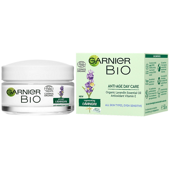 Garnier Bio Graceful Lavandin Organisches Lavendelöl und Vitamin E Anti-Falten-Tagescreme für alle Hauttypen 50 ml