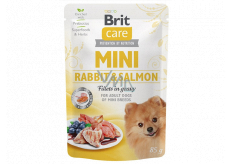 Brit Care Mini Kaninchen & Lachs Filets In Soße komplettes Super Premium Futter für erwachsene Hunde Mini Rassen Tasche 85 g