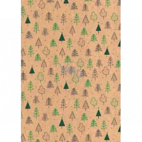 Ditipo Geschenkpapier 70 x 200 cm Weihnachten KRAFT grüne und schwarze Bäume