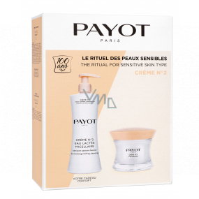 Payot Creme Nr. 2 Eau Lactée Micellaire Make-up Entferner für empfindliche Haut 400 ml + Créme Nr. 2 Cachemire reichhaltige Creme für empfindliche Haut 50 ml, Geschenkset 2020