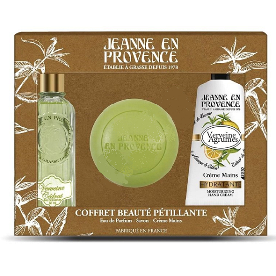 Jeanne en Provence Verbena Eau de Parfum für Frauen 60 ml + Handcreme 75 ml + Toilettenseife 100 g, Geschenkset für Frauen