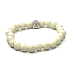 Lava weiß mit königlichem Mantra Om-Armband elastischer Naturstein, Kugel 8 mm / 16-17 cm, geboren aus den vier Elementen