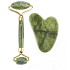 Jade Gua Sha 5 x 8 cm + Massagerolle 14 x 5,5 cm reduziert Falten, Schwellungen, verbessert die Elastizität der Haut, Set ohne Verpackung