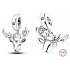 Charms Sterling Silber 925 Hirsch mit Blumen, Tierarmband Anhänger