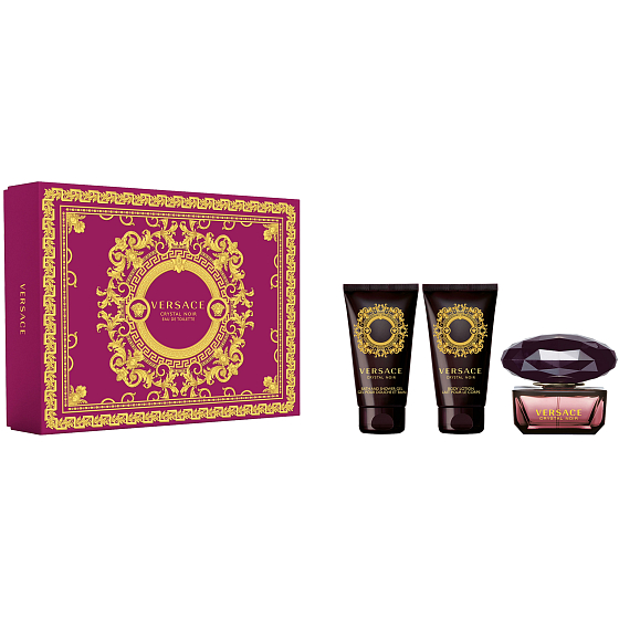Versace Crystal Noir Eau de Toilette 50 ml + Körperlotion 50 ml + Duschgel 50 ml, Geschenkset für Frauen