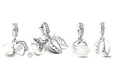 Charms Sterling Silber 925 Weiße Rose in Blume 2in1, Liebesarmband Anhänger