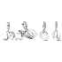Charms Sterling Silber 925 Weiße Rose in Blume 2in1, Liebesarmband Anhänger