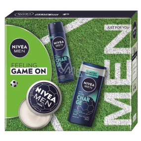 Nivea Men Feeling Game on Gesichts-, Körper- und Handcreme 150 ml + Nivea Men Ultra Charge Antitranspirant Spray 150 ml + Nivea Men Ultra Charge Duschgel 250 ml, Pflegeset für Männer