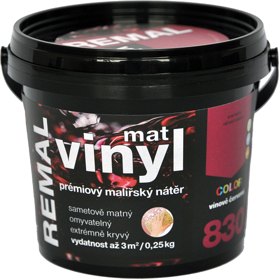 REMAL Vinyl Color mat waschbare Farbe für Wände, 830 weinrot, 250 g