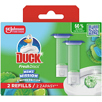 Duck Fresh Discs Mint Mission WC Block mit Minze- und Limetten-Duft Nachfüllung 2x36 ml