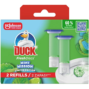 Duck Fresh Discs Mint Mission WC Block mit Minze- und Limetten-Duft Nachfüllung 2x36 ml