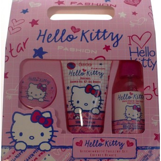 Hello Kitty Body Spray + Duschgel + Lipgloss für Mädchen Geschenkset