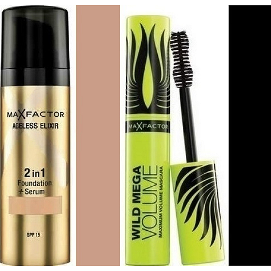 Max Factor Ageless Elixir Make-up 2in1 80 Bronze 30 ml + Wild Mega Volume Mascara schwarz 11 ml