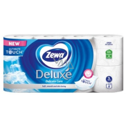 Zewa Deluxe Aqua Tube Delicate Care Toilettenpapier 150 Schnipsel 3lagig 8 Stück, spülbare Rolle