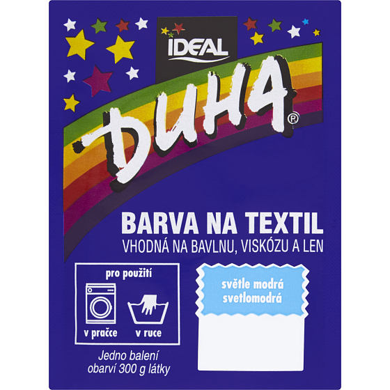 Ideal Duha hellblau, Textilfarbe für Baumwolle, Viskose und Leinen, für 300 g Stoff, 15 g