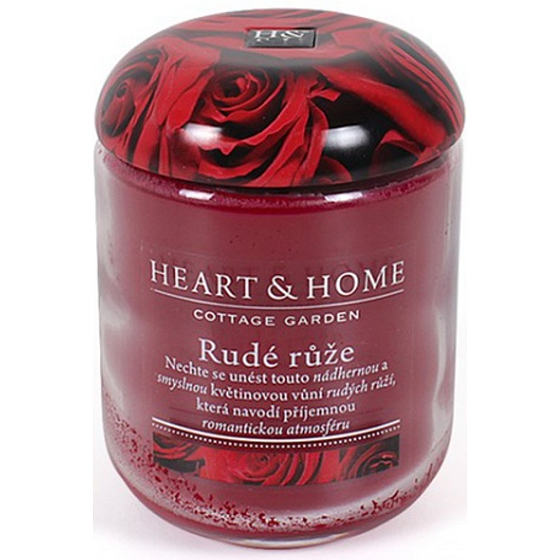 Heart & Home Rote Rose Soja-Duftkerze große Verbrennungen bis zu 70 Stunden 310 g