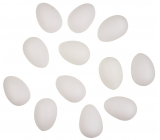 Eier weiß für Dekoration Kunststoff 6 cm, ohne Schnur, 12 Stück in einer Tüte